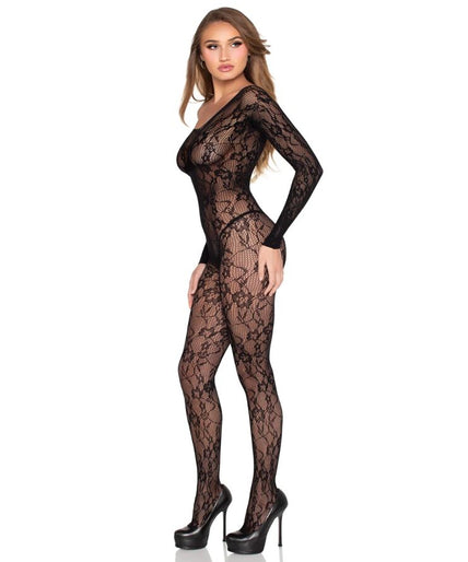 LEG AVENUE - 89366 KANTEN LINGERIE BODYSTOCKING ZWART - EEN MAAT LEG AVENUE - 89366 KANTEN LINGERIE BODYSTOCKING ZWART - EEN MAAT