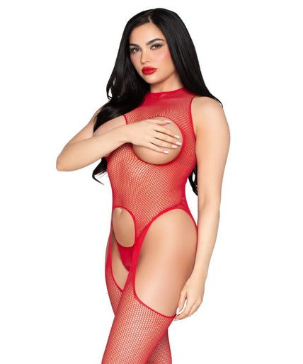 LEG AVENUE - 89374 CUPLOZE BODYSTOCKING EN PANTY ROOD - ONE SIZE LEG AVENUE - 89374 CUPLOZE BODYSTOCKING EN PANTY ROOD - ONE SIZE