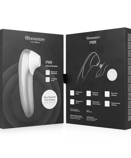 WOMANIZER - PRO VIBRANT CLITORAL STIMULATOR SILVER GREY WOMANIZER - PRO VIBRANT CLITORAL STIMULATOR SILVER GREY