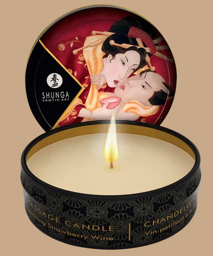 SHUNGA - MINI CARESS BY CANDELIGHT AARDBEIEN EN CAVA MASSAGEKAARS 30 ML SHUNGA - MINI CARESS BY CANDELIGHT AARDBEIEN EN CAVA MASSAGEKAARS 30 ML