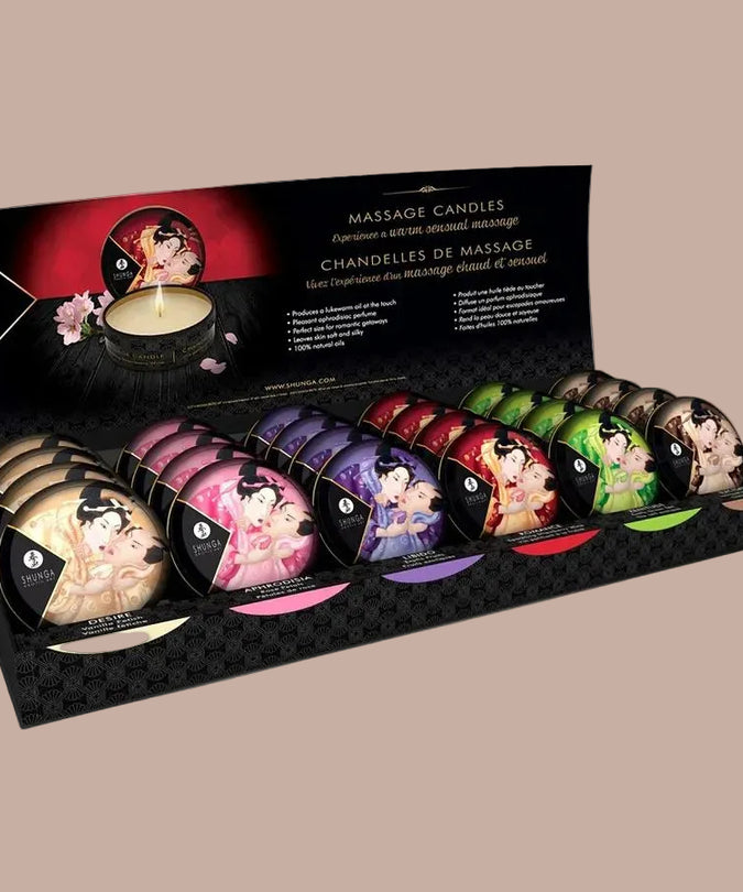 Shunga – Mini Caress bij kaarslicht display massagekaarsen 24 stuks