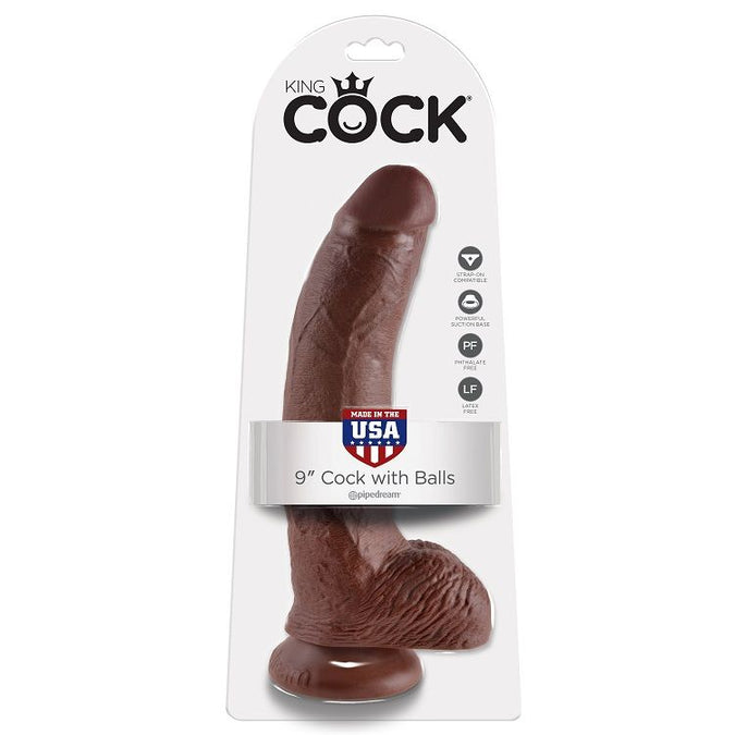 King Cock – 9 Dildo with Balls Brown 22.9 cm