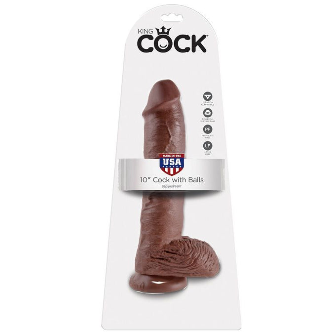 King Cock – 10 Dildo with Balls Brown 25.4 cm