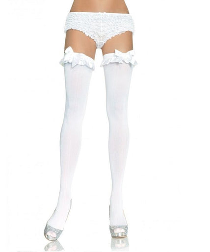 LEG AVENUE - WITTE OPAQUE PANTY MET RUFFLE EN STRIK LEG AVENUE - WITTE OPAQUE PANTY MET RUFFLE EN STRIK