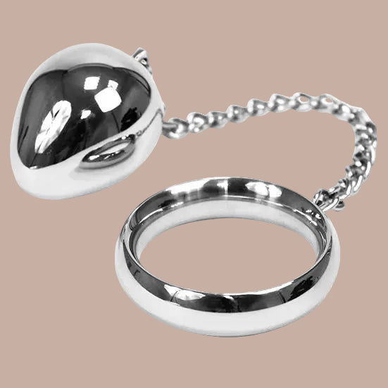 Metal Hard – Cockring 40mm met ketting en metalen bal