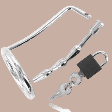 Metal Hard – Hodenring mit Harnröhren-Keuschheitsstöpsel – Edelstahl