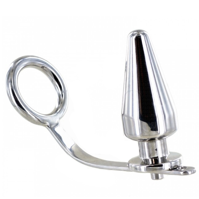 Metal Hard Steel Ring with Anal Plug – 80 x 55mm