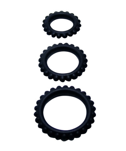 BAILE - TITAN SET 3PCS COCK RING BLACK 2.8 + 2.4 + 1.9 CM BAILE - TITAN SET 3PCS COCK RING BLACK 2.8 + 2.4 + 1.9 CM