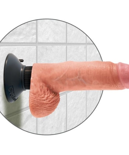 KING COCK - 17.78 CM VIBRATING COCK WITH BALLS FLESH KING COCK - 17.78 CM VIBRATING COCK WITH BALLS FLESH