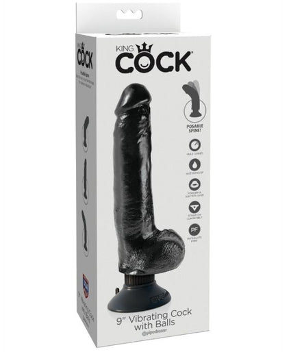 KING COCK - 23 CM VIBRATING COCK WITH BALLS BLACK KING COCK - 23 CM VIBRATING COCK WITH BALLS BLACK