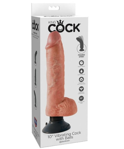 KING COCK - 25.5 CM VIBRATING COCK WITH BALLS FLESH KING COCK - 25.5 CM VIBRATING COCK WITH BALLS FLESH