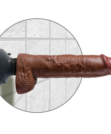 KING COCK - 25.5 CM VIBRATING COCK WITH BALLS BROWN KING COCK - 25.5 CM VIBRATING COCK WITH BALLS BROWN