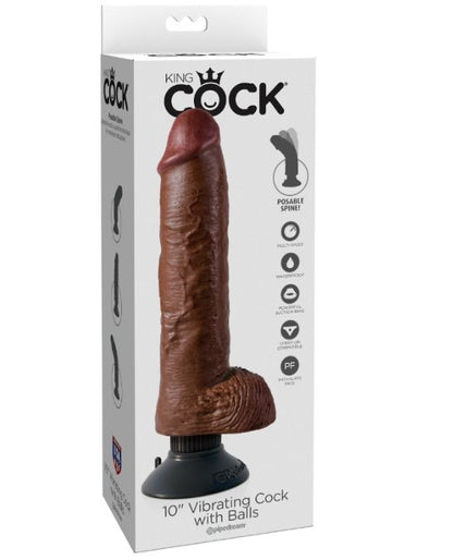KING COCK - 25.5 CM VIBRATING COCK WITH BALLS BROWN KING COCK - 25.5 CM VIBRATING COCK WITH BALLS BROWN