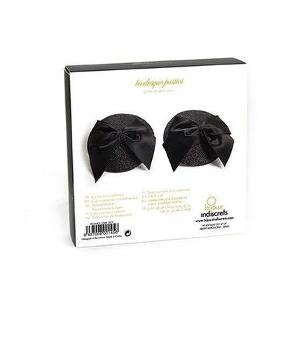 BIJOUX - BURLESQUE SHINY NIPPLE COVERS WITH BOW BIJOUX - BURLESQUE SHINY NIPPLE COVERS WITH BOW