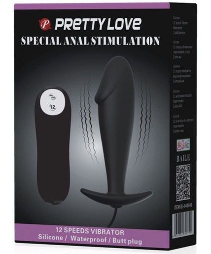 PRETTY LOVE - SILICONE ANAL PLUG PENIS FORM AND 12 VIBRATION MODES BLACK PRETTY LOVE - SILICONE ANAL PLUG PENIS FORM AND 12 VIBRATION MODES BLACK