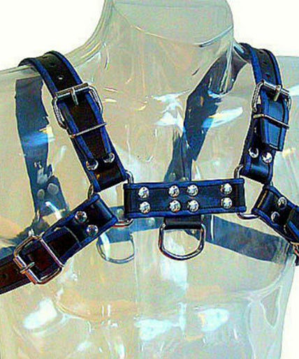 Lederen Body – Blauw En Zwart Lederen Harnas Borst Bulldog Lederen Body – Blauw En Zwart Lederen Harnas Borst Bulldog