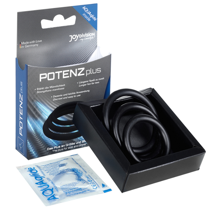 Joydivision Potenzduo – Plus 3 Zwarte Ringen Set - S, M, L