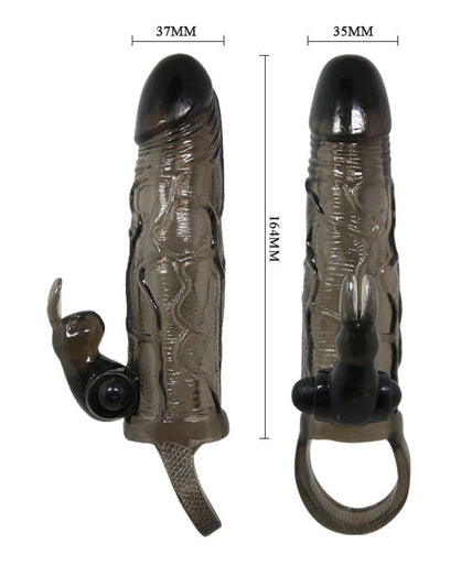 BAILE - STOUTE MAN PENIS COVER MET KONIJN ZWART 16,5 CM BAILE - STOUTE MAN PENIS COVER MET KONIJN ZWART 16,5 CM