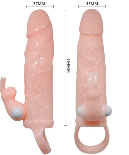 BAILE - BRAVE MAN PENIS COVER WITH RABBIT AND DOUBLE ENGINE FLESH 16.5 CM BAILE - BRAVE MAN PENIS COVER WITH RABBIT AND DOUBLE ENGINE FLESH 16.5 CM