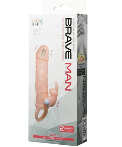 BAILE - BRAVE MAN PENIS COVER WITH RABBIT AND DOUBLE ENGINE FLESH 16.5 CM BAILE - BRAVE MAN PENIS COVER WITH RABBIT AND DOUBLE ENGINE FLESH 16.5 CM