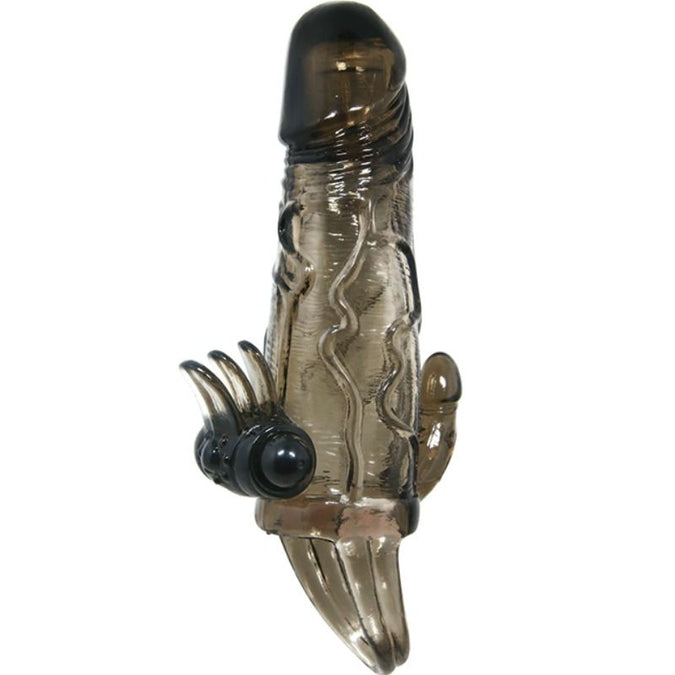 BAILE - BRAVE MAN PENISHOES MET CLITORIS- EN ANALE STIMULATIE DUBBELE KOGEL ZWART 16,5 CM