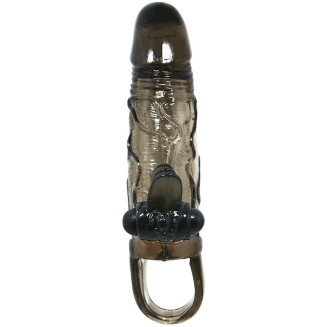 BAILE - BRAVE MAN PENISHOES MET CLITORIS- EN ANALE STIMULATIE DUBBELE KOGEL ZWART 16,5 CM