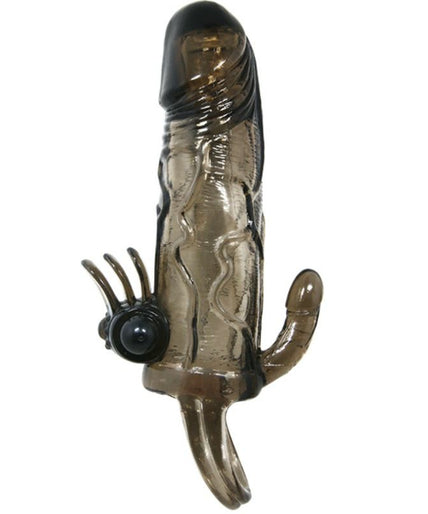 BAILE - BRAVE MAN PENIS COVER WITH CLIT AND ANAL STIMULATION DOUBLE BULLET BLACK 16.5 CM BAILE - BRAVE MAN PENIS COVER WITH CLIT AND ANAL STIMULATION DOUBLE BULLET BLACK 16.5 CM