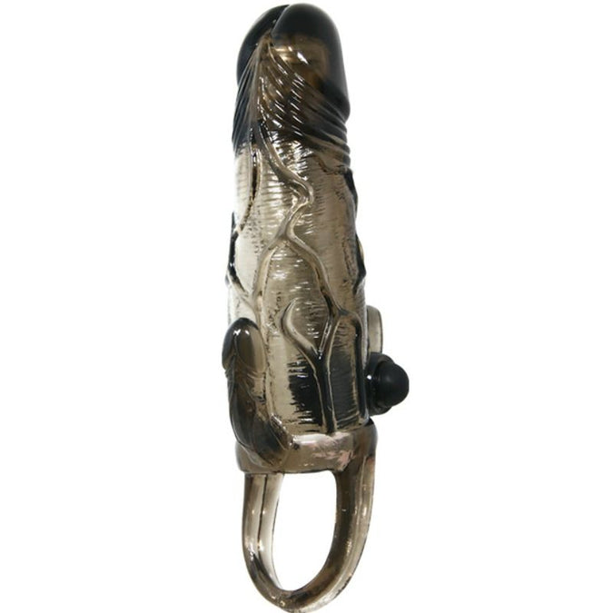 BAILE - BRAVE MAN PENISHOES MET CLITORIS- EN ANALE STIMULATIE DUBBELE KOGEL ZWART 16,5 CM