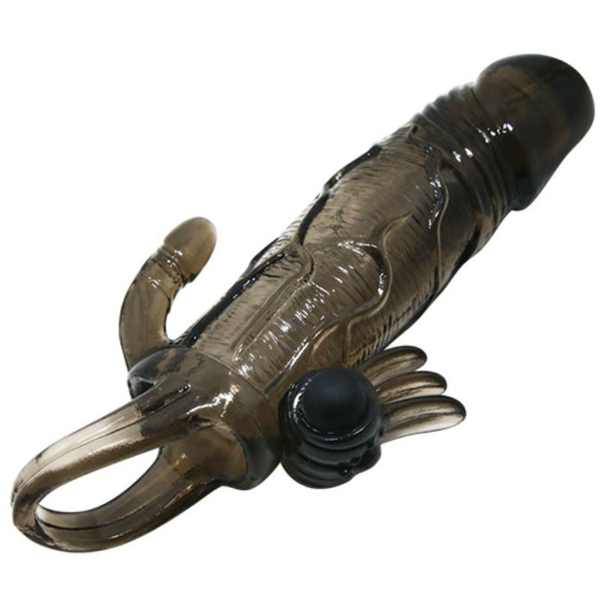 BAILE - BRAVE MAN PENISHOES MET CLITORIS- EN ANALE STIMULATIE DUBBELE KOGEL ZWART 16,5 CM