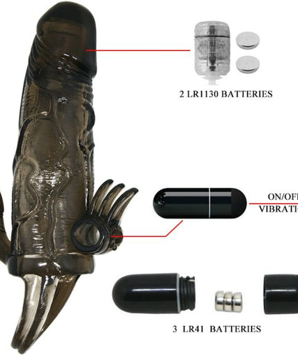 BAILE - BRAVE MAN PENIS COVER WITH CLIT AND ANAL STIMULATION DOUBLE BULLET BLACK 16.5 CM BAILE - BRAVE MAN PENIS COVER WITH CLIT AND ANAL STIMULATION DOUBLE BULLET BLACK 16.5 CM