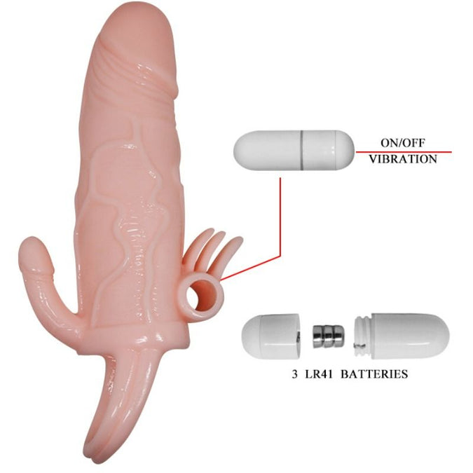 Baile – Brave Man Penisabdeckung mit Klitoris- und Analstimulation Flesh 16,5 cm