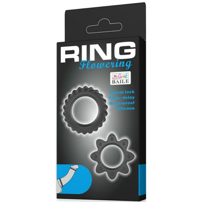BAILE - SET VAN 2 RINGEN BLOEIENDE SILICONEN RINGEN