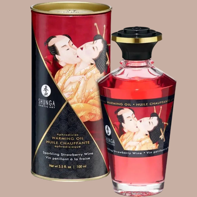 Shunga – Warmte-effect Massageolie Aardbeien & Cava 100ml
