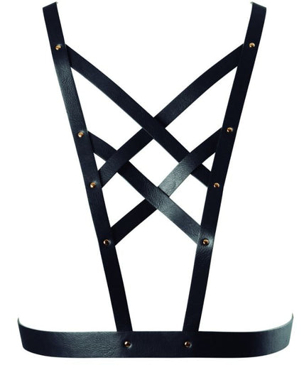 BIJOUX - INDISCRETS MAZE CROSSED HARNESS WITH NECKLINE BLACK BIJOUX - INDISCRETS MAZE CROSSED HARNESS WITH NECKLINE BLACK