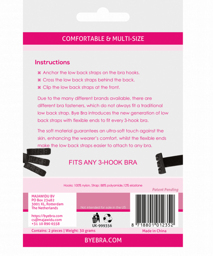 BYE-BRA - OPEN RUG BH-ADAPTER ZWART & WIT BYE-BRA - OPEN RUG BH-ADAPTER ZWART & WIT
