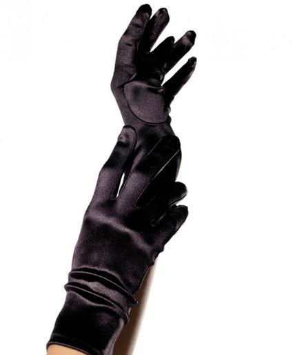LEG AVENUE - SATIN GLOVES BLACK LEG AVENUE - SATIN GLOVES BLACK