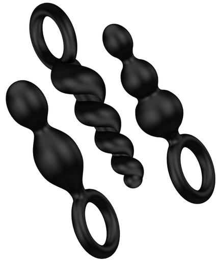 SATISFYER - ANALE PLUGGEN SET 3 STUKS ZWART SATISFYER - ANALE PLUGGEN SET 3 STUKS ZWART