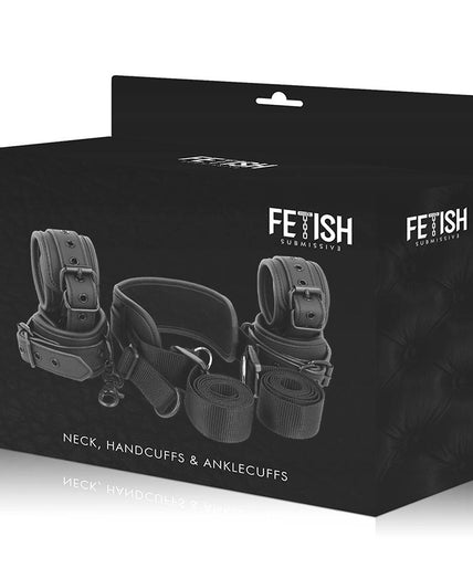 FETISH SUBMISSIVE - MASTER POSITION WITH 4 NOPRENE-LINED HANDCUFFS FETISH SUBMISSIVE - MASTER POSITION WITH 4 NOPRENE-LINED HANDCUFFS