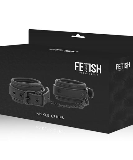 FETISH SUBMISSIVE - VEGAN LEATHER ANKLE CUFFS WITH NOPRENE LINING FETISH SUBMISSIVE - VEGAN LEATHER ANKLE CUFFS WITH NOPRENE LINING