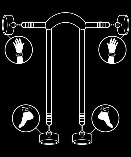 FETISH SUBMISSIVE - MASTER POSITION WITH 4 NOPRENE-LINED HANDCUFFS FETISH SUBMISSIVE - MASTER POSITION WITH 4 NOPRENE-LINED HANDCUFFS
