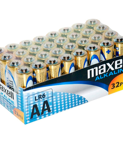 Maxell – Alkalinebatterij AA LR6 Pak*32 stuks Maxell – Alkalinebatterij AA LR6 Pak*32 stuks