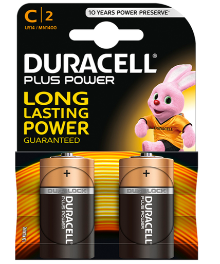 DURACELL - PLUS POWER BATTERY C LR14 2 STUKS DURACELL - PLUS POWER BATTERY C LR14 2 STUKS
