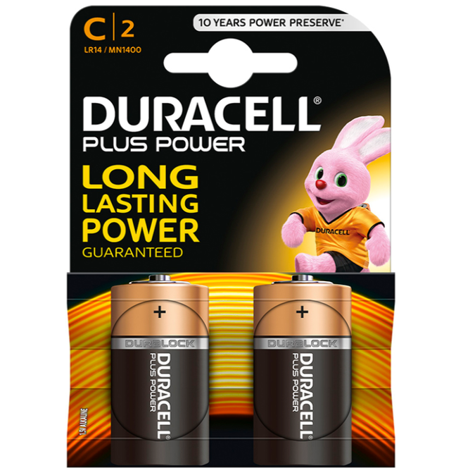 DURACELL - PLUS POWER BATTERY C LR14 2 STUKS