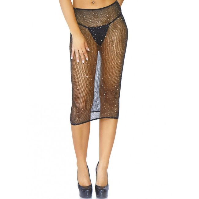 LEG AVENUE - CRYSTALIZED FISHNET MULTIDRESS ZWART O.S