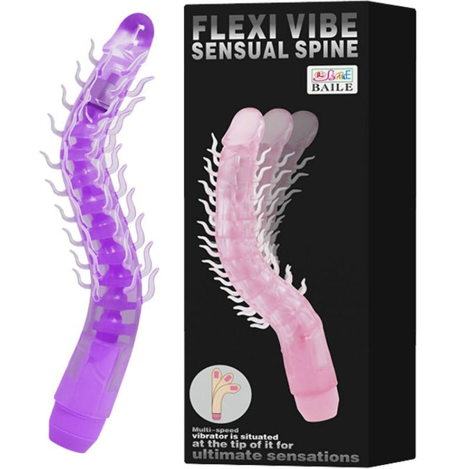 BAILE - FLEXI VIBE SENSUAL SPINE BUIGBARE VIBRERENDE DILDO LILA 23,5 CM