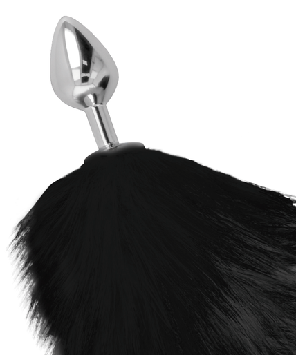 DARKNESS - SILVER ANAL PLUG 8 CM WITH BLACK TAIL DARKNESS - SILVER ANAL PLUG 8 CM WITH BLACK TAIL