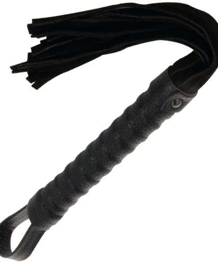 DARKNESS - BLACK BONDAGE WHIP WITH LEATHER HANDLE DARKNESS - BLACK BONDAGE WHIP WITH LEATHER HANDLE