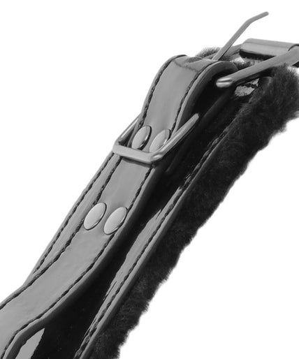 DARKNESS - BLACK ADJUSTABLE LEATHER HANDCUFFS WITH PADLOCK DARKNESS - BLACK ADJUSTABLE LEATHER HANDCUFFS WITH PADLOCK
