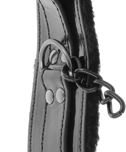 DARKNESS - BLACK ADJUSTABLE LEATHER HANDCUFFS WITH PADLOCK DARKNESS - BLACK ADJUSTABLE LEATHER HANDCUFFS WITH PADLOCK