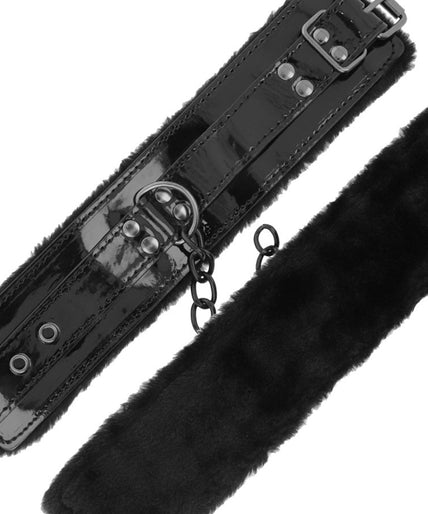 DARKNESS - ADJUSTABLE BLACK LEATHER ANKLE HANDCUFFS WITH PADLOCK DARKNESS - ADJUSTABLE BLACK LEATHER ANKLE HANDCUFFS WITH PADLOCK
